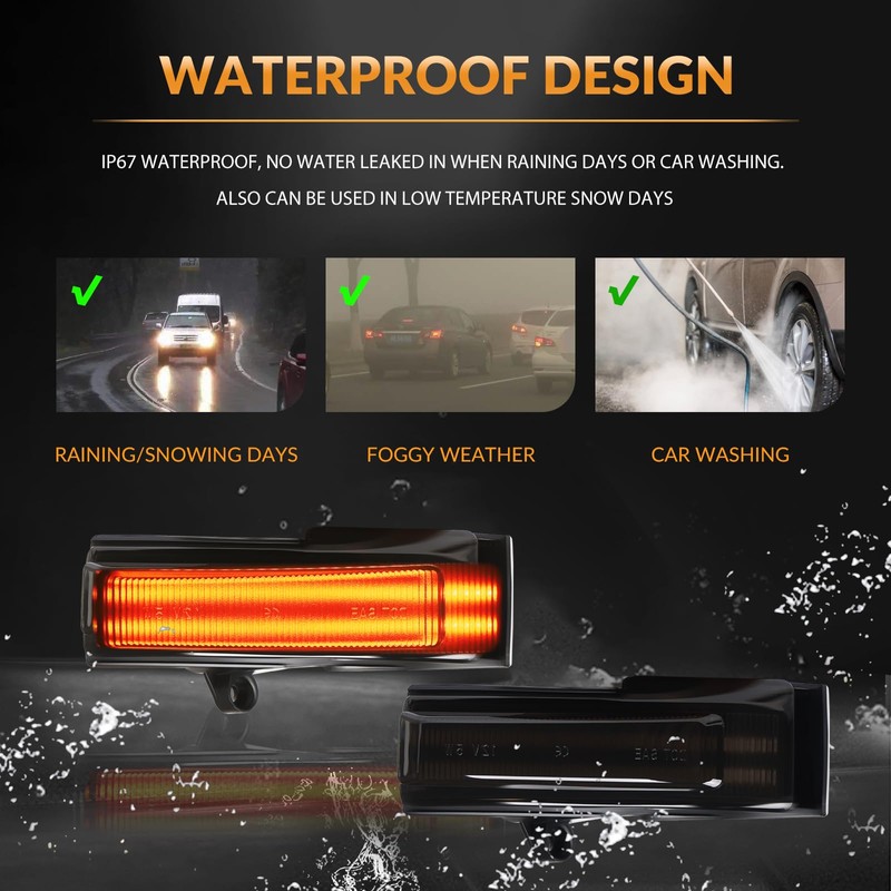 DERMOKA Sequential Amber LED Side Mirror Marker Lights Compatible with