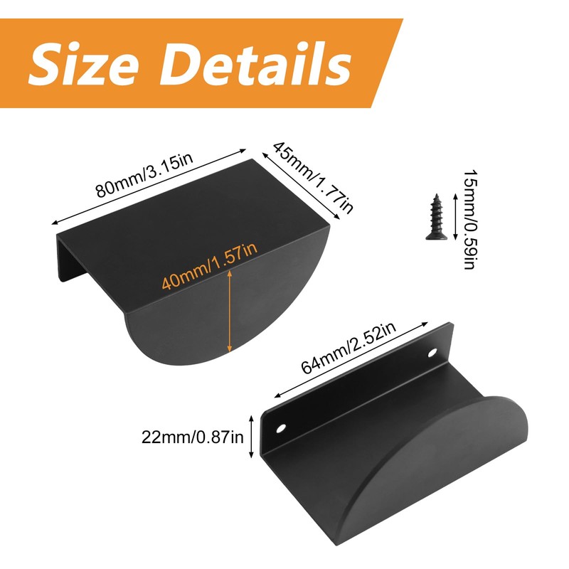 MOROBOR Finger Edge Pulls, 4pcs Half Moon Shaped Cabinet Pulls,