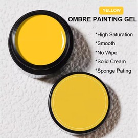 Karroy Sponge Pat Paint Nail Gel, Blending Colors Ombre Nails Gradient Gel Nail Blush Blooming Aura Nails Drawing Stripper Floral Painting Nail Art, No Wipe, UV/LED Curing 5ml 1PC (Yellow)