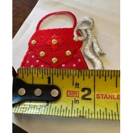 Unbranded LADIES PURSE Red w white polka dots Iron On Patch Applique 2 3/8" w x 2 1/8" h