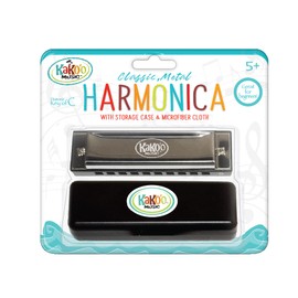 KaKo'o Music Kako'o: Classic Metal Harmonica - Silver - 4' Harmonica Comes with Storage Case, Microfiber Cloth, & Instruction Manual - Ages 5+