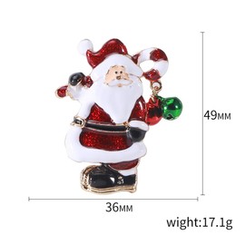 Unique Santa Claus Christmas Brooch Pin Jingle Bell Dangling Candy Cane Enamel Pins Clip Lapel Sweater Scarves Hat Dress Badges Brooches Pins Cute Xmas Festive Decoration Jewelry Gifts for Women Girls