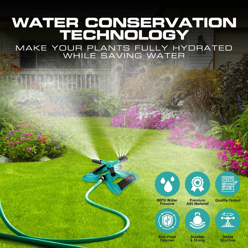 Joeys Sprinkler for Yard, Rotating Garden Sprinkler for Large Area