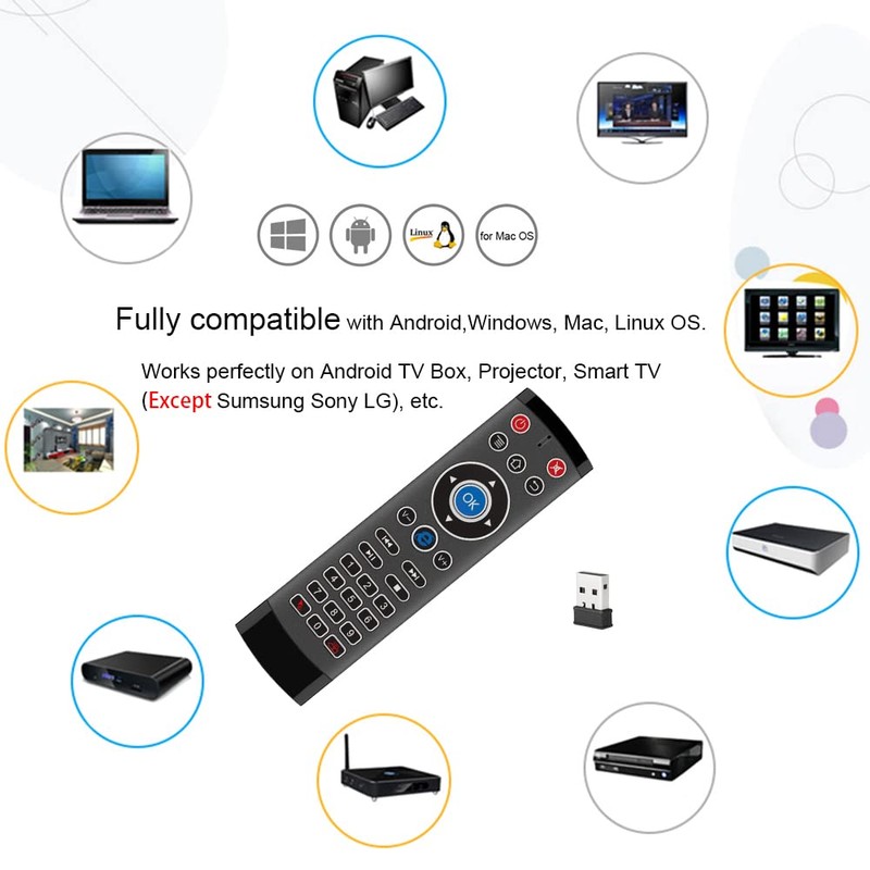 2.4G Wireless Remote Control with IR Learning, 10M Range, Replacement