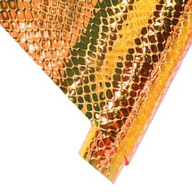 JINR Holographic Embossed Gold Bronze Clear Vinyl Leather Sheets, Iridescent PVC Fabric 12" x 53" for Bows Earrings Bags Sewing Crafts Footwear