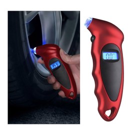 Kewucn Digital Tire Pressure Gauge, 150 PSI 4 Settings for Auto Truck Bicycle, Accurate Tire Pressure Tool with Backlit LCD&Non-Slip Grip, Universal Car Accessories for Pressure Check (Red)