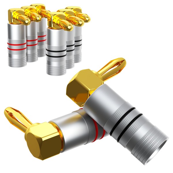 Monosaudio Pack of 8 HiFi Speaker Banana Plugs Double Screw