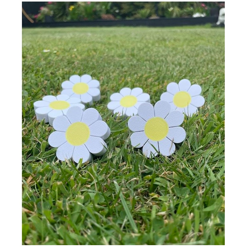 6-Pack Daisy Flower Drawer Knobs – White & Yellow Decorative