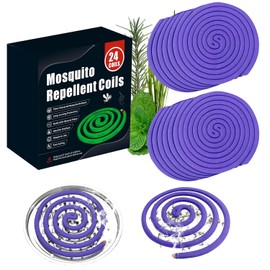 24 Coils Mosquito Repellent Coils with 6 Metal Stands & 1 Holder, Citronella Incense Mosquito Coils for Outdoor Patio Yard Camping, Long Lasting 6-8 Hrs Mosquito Incense with Plant-Based Ingredients