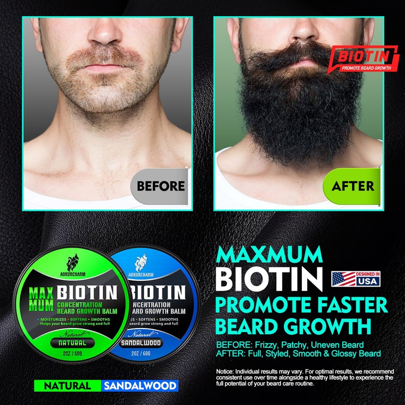 aokur 2 Pack Beard Balm for Men – Sandalwood &