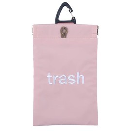 Hemings 4501406 Poy WEEKEND Light Pink Trash Can Pouch, Portable Trash Can, Carabiner & Side Pocket, Pink, Approx. 4.1 x 6.3 inches (10.5 x 16 cm)