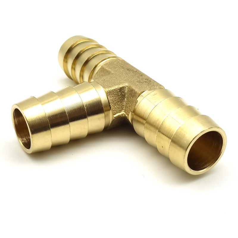 AHFMANG 3 PCS Brass Tee Barb Fitting 3/8" × 3/8"