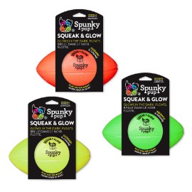 KW01 SKP00322 SPUNKY PUP Squeak and Glow Football,1 Pack of 1 Piece