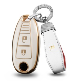 ontto Car key fob cover Fit for Suzuki Sport Swift Vitara Grand Vitara II SX4 Baleno Kizashi Jimny Ignis 3-Buttons Key case TPU Key Shell Key Holder keychain Accessories White