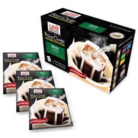 3 Packs - Lee's Coffee Pour Over Exclusive Fresh Ground Coffee Filter Packs Brazil Santos - 16 Bags per Box