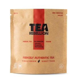 Tea Rebellion | Handpicked Red Hibiscus Herbal Tea | Fair Trade, UTZ+ & Rainforest Certified | Vitamin-C Rich | Vibrant, Powerful & Refreshing | Malawi Sourced | 30G Loose Leaf Tea