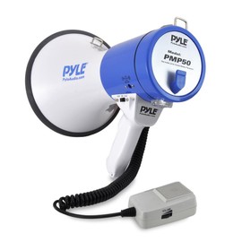 Portable Megaphone Speaker PA Bullhorn - Built-in Siren, 50W Adjustable Volume Control in 1200 Yard Range, Ideal for Any Outdoor Sports, Cheerleading Fans and Coaches or for Safety Drills - Pyle PMP50