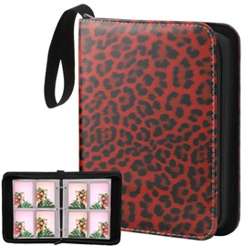 4 Pocket Card Binder, Collectible Trading Card Albums Fits 400 Cards with 50 Removable Sleeves, Portable Trading Card Binder Collection Album Holder, Game Card Case book With Zipper for Gifts. (Red)