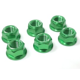 Autobahn88 Motorcycle Sprocket Nut Dress-up Kit, compatible with Kawasaki Ninja 250R 2008-2010 (Green) (Set of 6)