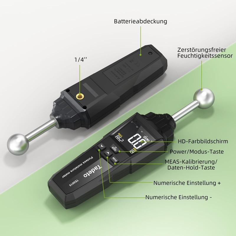 Moisture Meter, Non-Destructive Measurement Moisture Meter with Colour LCD and