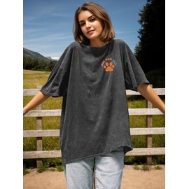 Dog Mom Gifts Oversize Dog Mom Shirt for Women Summer Animal Mama Letter Print Tshirts Gray