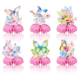 6 Pieces Butterfly Centerpieces for Tables Butterfly Birthday Party Decorations Butterfly Honeycomb Table Centerpiece for Baby Shower