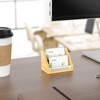 Sleek Bamboo Acrylic Business Card Holder for Reception, Office Desk,