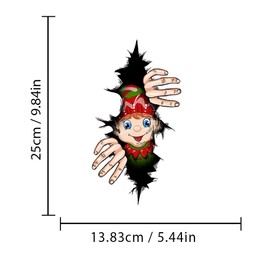 Dreothy Christmas Decor Elf Peeking Window Stickers, Removable Double Sided Printing Waterproof Window Clings Wall Art Decals Motorcycle Laptop Bumper Car Stickers (Striped Elf)