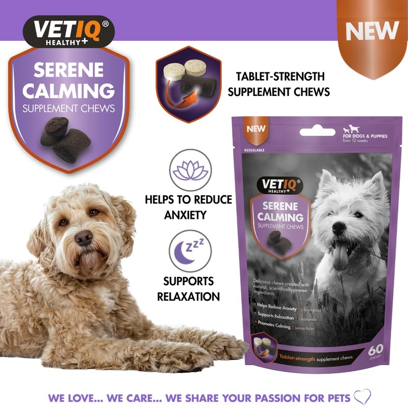 VETIQ Serene Calming Supplement Chews for Dogs and Puppies, Tablet