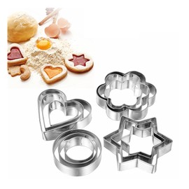 Metal Cookie Cutter Set Heart, Star, Round, Flower Set of 12 Cookie Cutters Star Round Small Star Cookie Cutter Kitchen Baking Oven