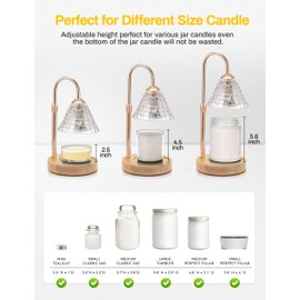DORESshop Candle Warmer Lamp with Timer, Industrial-Grade Candle Lamp Warmer with Adjustable Height & Heat Control, Ideal for Large Jar Candles, Includes 2 * 50W Bulbs