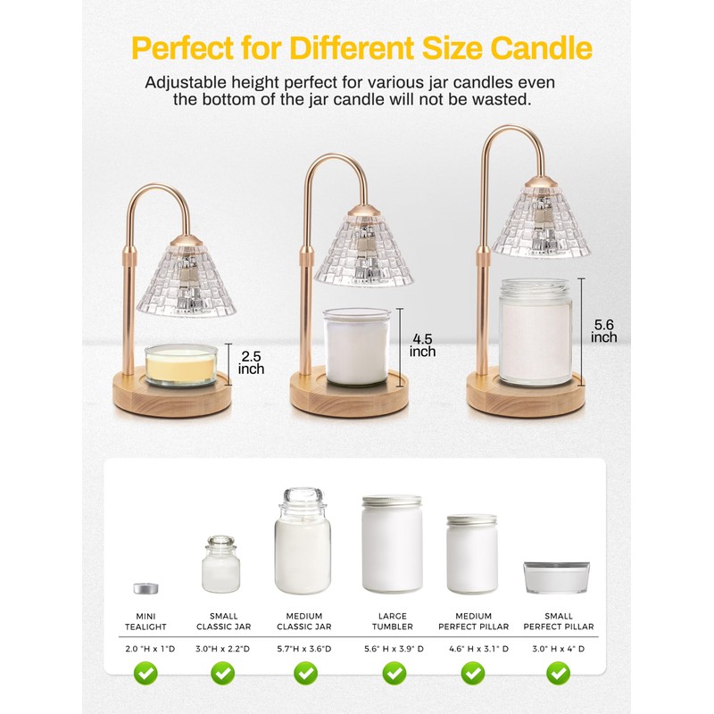 DORESshop Candle Warmer Lamp with Timer, Industrial-Grade Candle Lamp Warmer