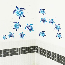 WOHAHA Wall Sticker, Sea Turtle Sticker, Wall Sticker, Sea Turtle, Formation of a Group, Wall Seal, Underwater World, Bath, Waterproof, Removable, Children's, Rooms, Wall Decoration, Stylish, Wall