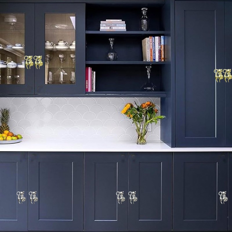 YEZILUU 2 Pack Kitty cat Cabinet knobs Bathroom Drawer knobs