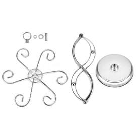 QWORK Elegant Scrollwork Metal Wine Glass Holder with 6 Rotatable Hooks, Gold Finish, Tabletop Countertop Storage Stand, 13.75" H x 10.25" Dia - Perfect for Home, Restaurant, Bar