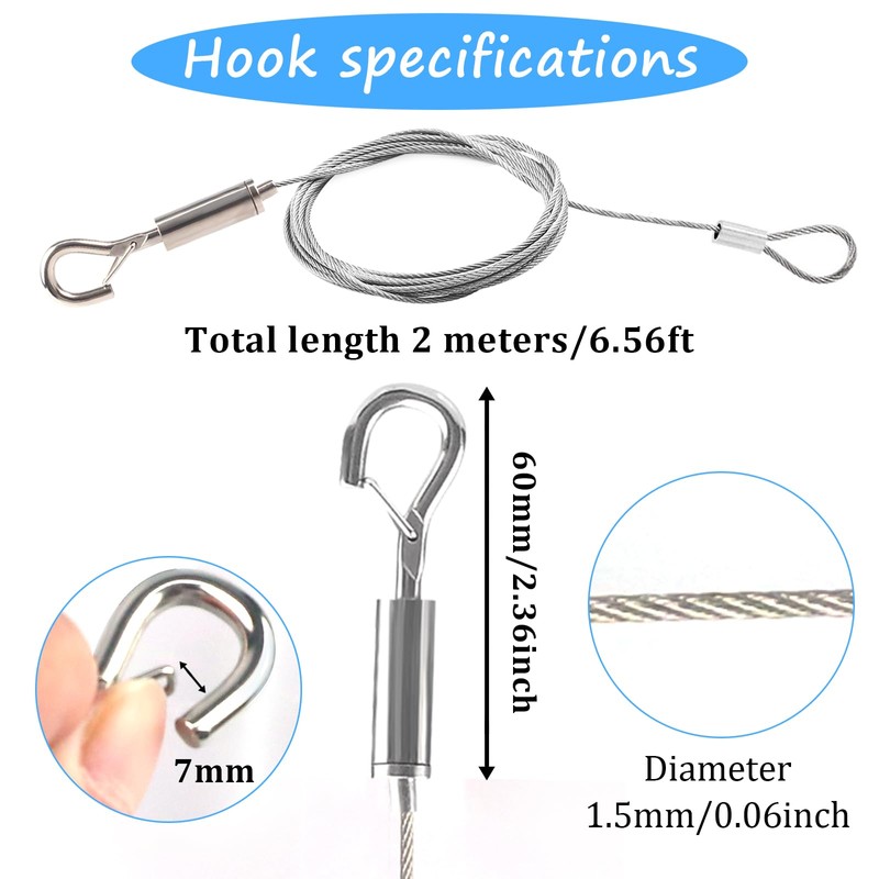 10 Pack Adjustable Picture Hanging Kit 6.6FT Heavy Duty Stainless