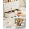 VLANDO 3-Layer Makeup Organizer with 2 Large Drawers for Vanity,Beige