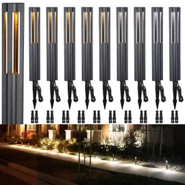 LEONLITE 5CCT Low Voltage Landscape Pathway Lights, 1800K2700K3000K4000K5000K Selectable, LED Bollard Path Lights, 3W Outdoor Landscape Lighting for Driveway, Aluminum, 12-24V, ETL, IP65, Pack of 10