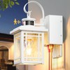 OPAXIS Outdoor Porch Light with GFCI Outlet, White Exterior Lighting