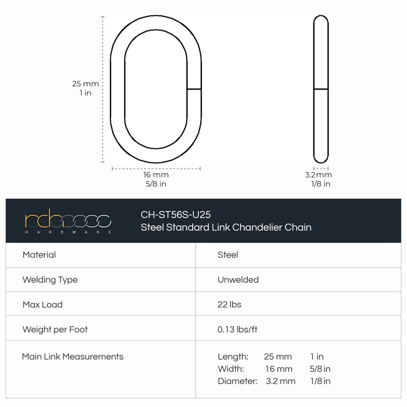 RCH Hardware CH-S56-11S-WHT Steel Chandelier Chain 9 Gauge, White (1