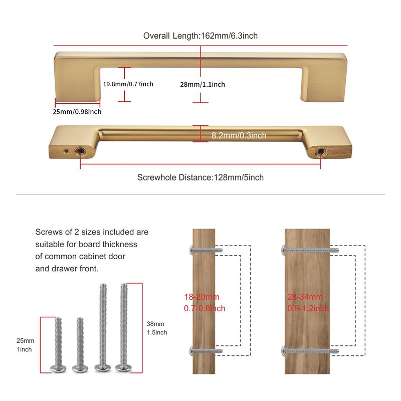 TUNNY 10 Pack Classic Cabinet Handles-5"/128mm Screw Spacing Champagne Bronze