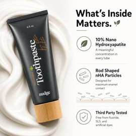Nudge 10% Nano Hydroxyapatite Toothpaste, Rod-Shaped nHA for Maximum Enamel Contact, Natural Whitening, Fluoride Free & SLS Free, Natural Mint, 4.5 oz