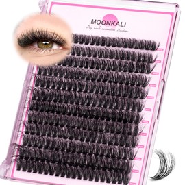 MOONKALI Fluffy Lash Clusters Wispy 60D Volume Eyelash Clusters 12-20mm Mix Length Individual Lashes D Curly Cluster Eyelash Extensions Mink Thick Volume Eyelashes Extension Clusters for Beginners