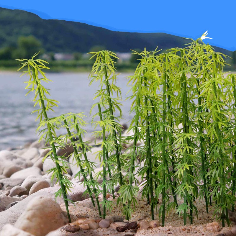 Cayway Model Bamboo Trees, 2 Size Green Plastic Bamboo Trees