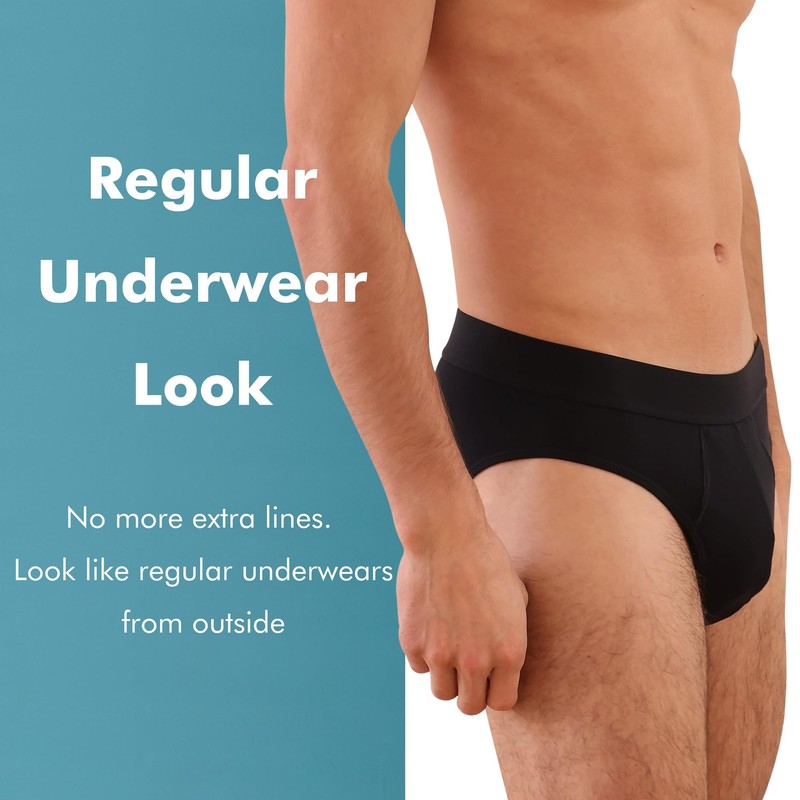AIRCUTE Washable Urine Incontinence Underwear for Men, Reusable Cotton Absorbency
