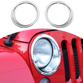 RT-TCZ for Wrangler JK Headlight Cover Trim Bezels for Jeep Wrangler JK JKU 2007-2017 Chrome Exterior Accessories 2pcs