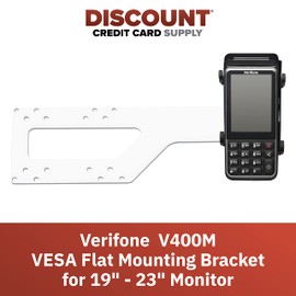 DCCStands Verifone V400M PIN Pad VESA Flat Mounting Bracket for 19" - 23" Monitor, Screw-in Installation, White