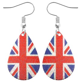 Charm Buddy KINGS CORONATION Celebration Union Jack Crown UK British Flag Dangle Earrings with Gift Bag Saint St Georges Day England Football Rugby Jewellery Jewelry (5. Sparkly Stardust Union Flag)