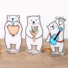 Set of 3 White Bear Polaroid Photo Holder, Table Picture