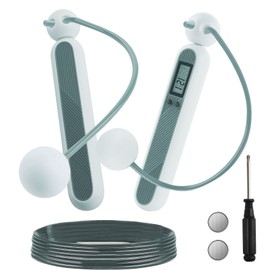 Lotvic Skipping Rope with Counter, Skipping Rope with Ball Bearing, Speed Rope Skipping Rope with Calorie Counter, Rope Skipping Fitness Length Adjustable, for Men, Women, Children, Fitness Exercises (Blue)